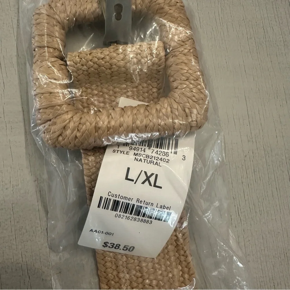 Style & Co. Women’s Natural Braided Adjustable Belt Size L/XL NWT